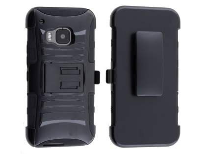 Rugged Case with Holster Belt Clip for HTC One M9 - Classic Black Rugged Case with Holster Belt Clip for HTC One M9 - Classic Black