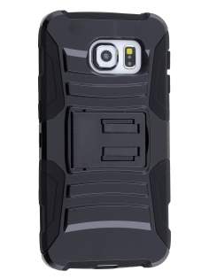 Rugged Case with Holster Belt Clip for Samsung Galaxy S6 Edge - Classic Black