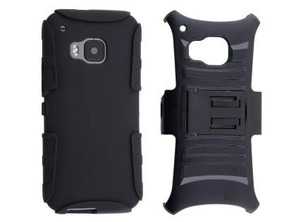 Rugged Case with Holster Belt Clip for HTC One M9 - Classic Black