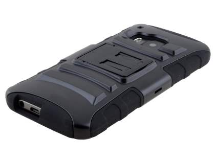 Rugged Case with Holster Belt Clip for HTC One M9 - Classic Black