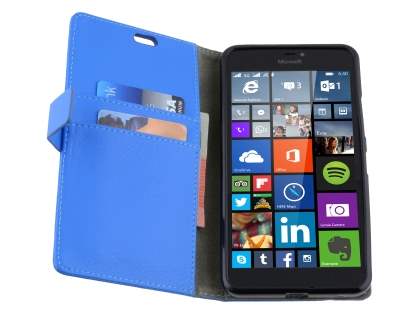 Synthetic Leather Wallet Case for Microsoft Lumia 640 XL - Blue
