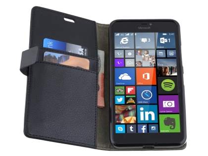 Synthetic Leather Wallet Case for Microsoft Lumia 640 XL - Classic Black