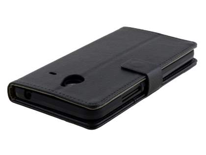Synthetic Leather Wallet Case for Microsoft Lumia 640 XL - Classic Black