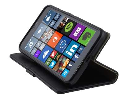 Synthetic Leather Wallet Case for Microsoft Lumia 640 XL - Classic Black