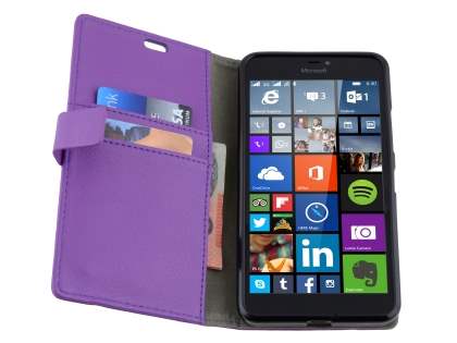 Synthetic Leather Wallet Case for Microsoft Lumia 640 XL - Purple