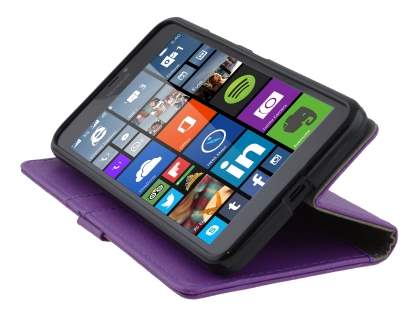 Synthetic Leather Wallet Case for Microsoft Lumia 640 XL - Purple
