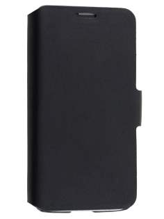 Slim Genuine Leather Portfolio Case for Samsung Galaxy S5 mini - Classic Black