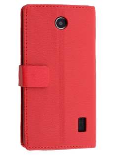 Slim Synthetic Leather Wallet Case with Stand for Huawei Y635 - Red Leather Wallet Case