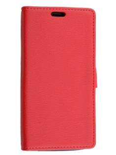 Slim Synthetic Leather Wallet Case with Stand for Huawei Y635 - Red