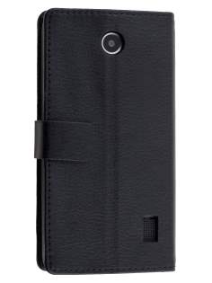 Slim Synthetic Leather Wallet Case with Stand for Huawei Y635 - Classic Black Leather Wallet Case