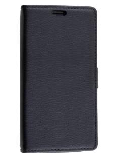 Slim Synthetic Leather Wallet Case with Stand for Huawei Y635 - Classic Black
