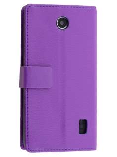 Slim Synthetic Leather Wallet Case with Stand for Huawei Y635 - Purple Leather Wallet Case