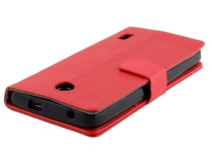 Slim Synthetic Leather Wallet Case with Stand for Huawei Y635 - Red