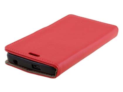 Slim Synthetic Leather Wallet Case with Stand for Huawei Y635 - Red