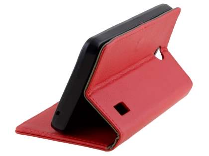 Slim Synthetic Leather Wallet Case with Stand for Huawei Y635 - Red