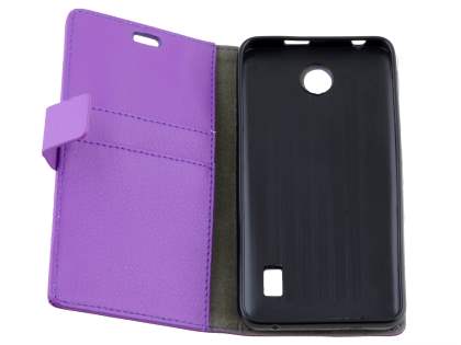 Slim Synthetic Leather Wallet Case with Stand for Huawei Y635 - Purple