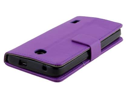 Slim Synthetic Leather Wallet Case with Stand for Huawei Y635 - Purple