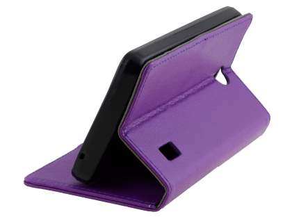 Slim Synthetic Leather Wallet Case with Stand for Huawei Y635 - Purple
