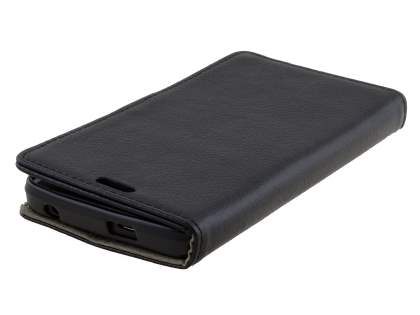 Slim Synthetic Leather Wallet Case with Stand for Huawei Y635 - Classic Black