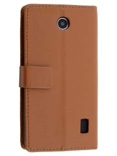 Slim Synthetic Leather Wallet Case with Stand for Huawei Y635 - Brown Leather Wallet Case