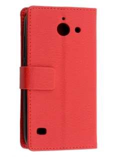 Slim Synthetic Leather Wallet Case with Stand for Huawei Ascend Y550 - Red Leather Wallet Case