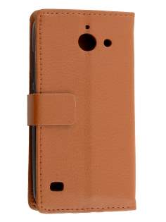 Slim Synthetic Leather Wallet Case with Stand for Huawei Ascend Y550 - Brown Leather Wallet Case