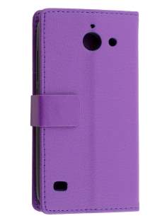 Slim Synthetic Leather Wallet Case with Stand for Huawei Ascend Y550 - Purple Leather Wallet Case