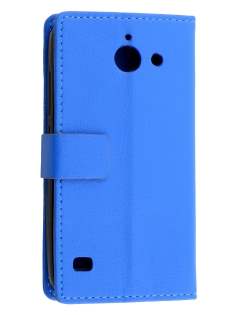 Slim Synthetic Leather Wallet Case with Stand for Huawei Ascend Y550 - Blue Leather Wallet Case