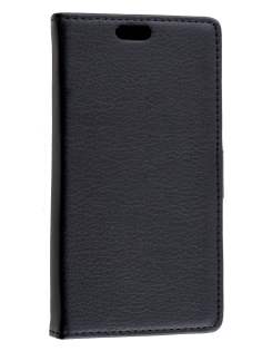 Slim Synthetic Leather Wallet Case with Stand for Huawei Ascend Y550 - Classic Black