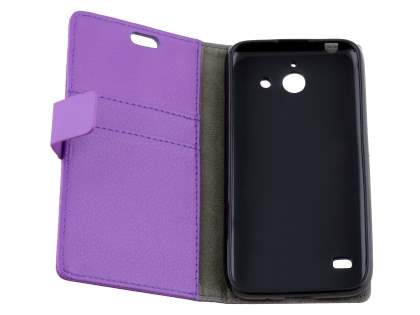 Slim Synthetic Leather Wallet Case with Stand for Huawei Ascend Y550 - Purple