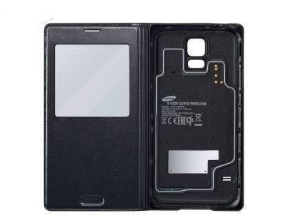 Genuine Samsung Galaxy S5 Wireless Charging S-View Flip Cover - Black Genuine Samsung Galaxy S5 Wireless Charging S-View Flip Cover - Black