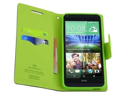 Mercury Goospery Colour Fancy Diary Case with Stand for HTC One M8 - Navy/Lime