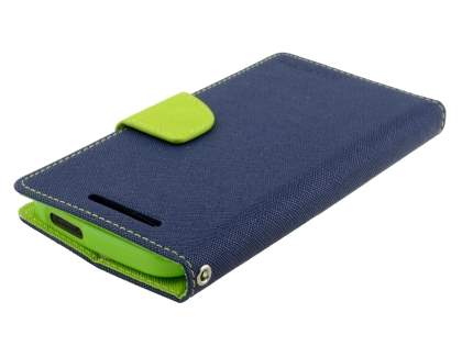 Mercury Goospery Colour Fancy Diary Case with Stand for HTC One M8 - Navy/Lime