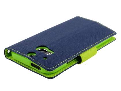 Mercury Goospery Colour Fancy Diary Case with Stand for HTC One M8 - Navy/Lime