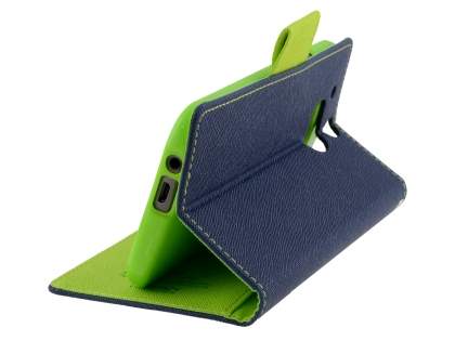 Mercury Goospery Colour Fancy Diary Case with Stand for HTC One M8 - Navy/Lime