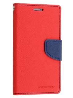 Mercury Goospery Colour Fancy Diary Case with Stand for Samsung Galaxy S6 Edge Plus - Red/Navy Leather Wallet Case