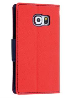 Mercury Goospery Colour Fancy Diary Case with Stand for Samsung Galaxy S6 Edge Plus - Red/Navy