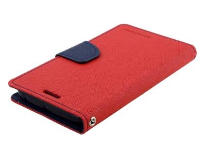 Mercury Goospery Colour Fancy Diary Case with Stand for Samsung Galaxy S6 Edge Plus - Red/Navy