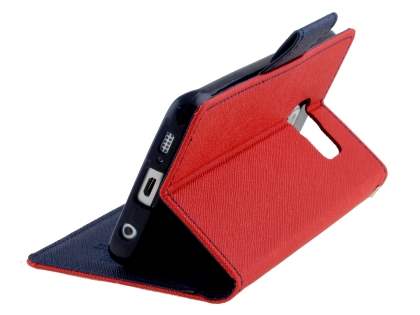 Mercury Goospery Colour Fancy Diary Case with Stand for Samsung Galaxy S6 Edge Plus - Red/Navy