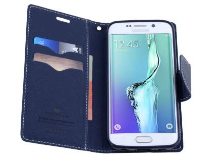 Mercury Goospery Colour Fancy Diary Case with Stand for Samsung Galaxy S6 Edge Plus - Red/Navy
