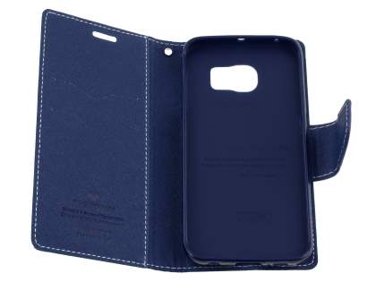 Mercury Goospery Colour Fancy Diary Case with Stand for Samsung Galaxy S6 Edge Plus - Red/Navy