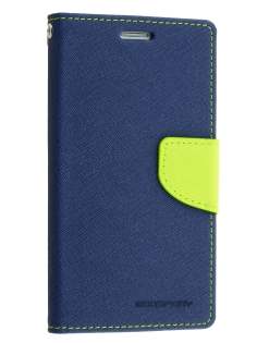 Mercury Goospery Colour Fancy Diary Case with Stand for Samsung Galaxy S6 Edge Plus - Navy/Lime Leather Wallet Case