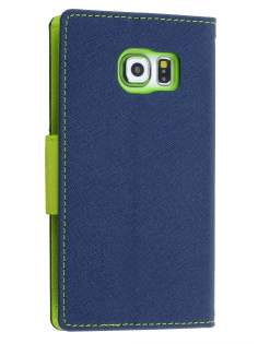 Mercury Goospery Colour Fancy Diary Case with Stand for Samsung Galaxy S6 Edge Plus - Navy/Lime