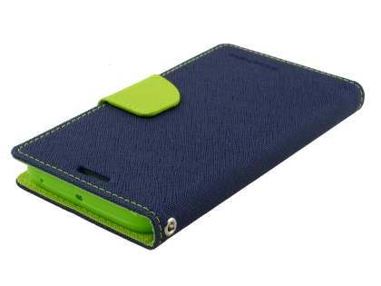Mercury Goospery Colour Fancy Diary Case with Stand for Samsung Galaxy S6 Edge Plus - Navy/Lime