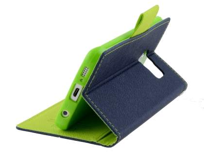 Mercury Goospery Colour Fancy Diary Case with Stand for Samsung Galaxy S6 Edge Plus - Navy/Lime