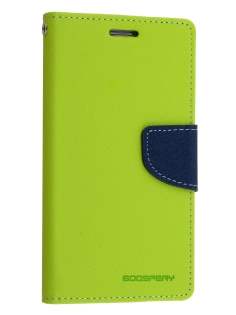Mercury Goospery Colour Fancy Diary Case with Stand for Samsung Galaxy S6 Edge Plus - Lime/Navy Leather Wallet Case