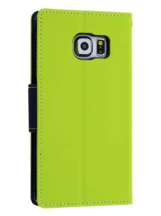 Mercury Goospery Colour Fancy Diary Case with Stand for Samsung Galaxy S6 Edge Plus - Lime/Navy