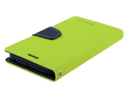 Mercury Goospery Colour Fancy Diary Case with Stand for Samsung Galaxy S6 Edge Plus - Lime/Navy