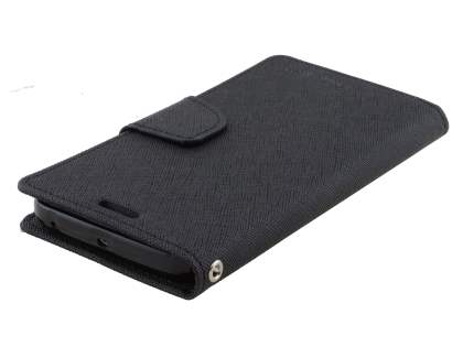 Mercury Goospery Colour Fancy Diary Case with Stand for Samsung Galaxy S6 Edge Plus - Classic Black