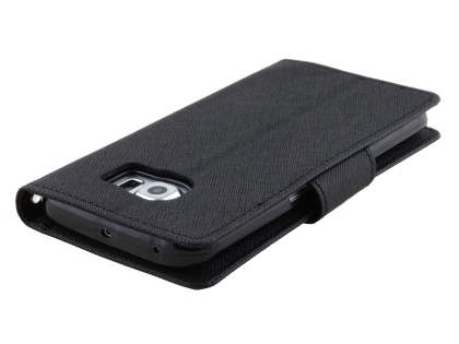 Mercury Goospery Colour Fancy Diary Case with Stand for Samsung Galaxy S6 Edge Plus - Classic Black